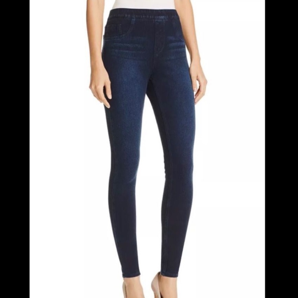 Spanx Jean-ish Ankle Leggings Jeans Dark Wash Stretch Denim Size Medium Women's